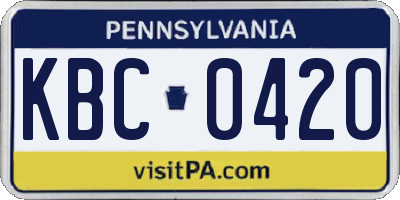 PA license plate KBC0420