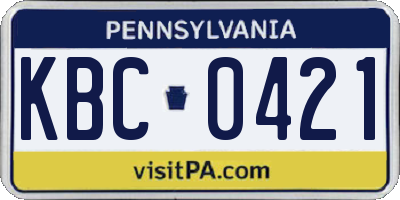 PA license plate KBC0421