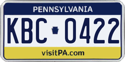 PA license plate KBC0422