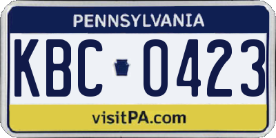 PA license plate KBC0423