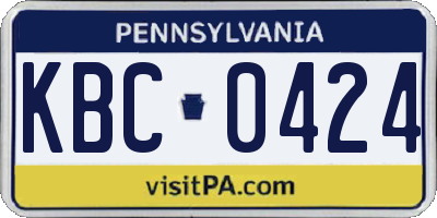 PA license plate KBC0424