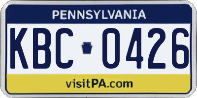 PA license plate KBC0426