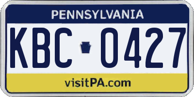 PA license plate KBC0427