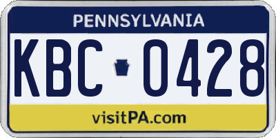 PA license plate KBC0428