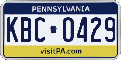 PA license plate KBC0429