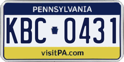 PA license plate KBC0431