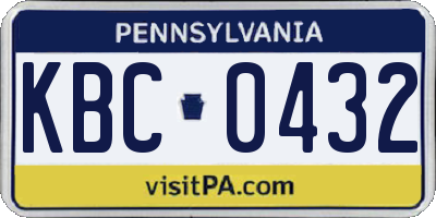 PA license plate KBC0432