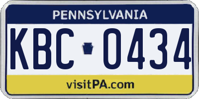 PA license plate KBC0434