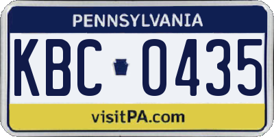PA license plate KBC0435