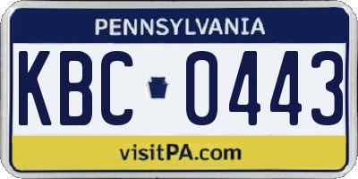 PA license plate KBC0443