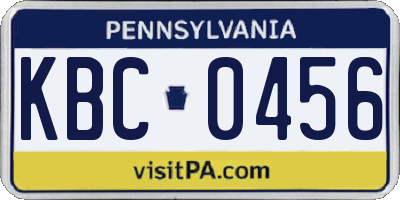 PA license plate KBC0456