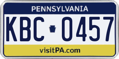 PA license plate KBC0457