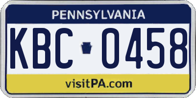 PA license plate KBC0458