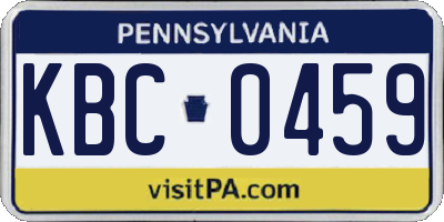 PA license plate KBC0459