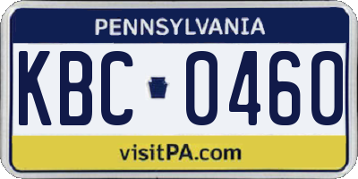 PA license plate KBC0460