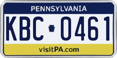 PA license plate KBC0461