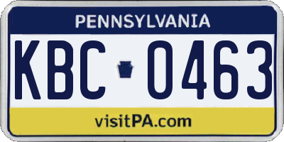 PA license plate KBC0463