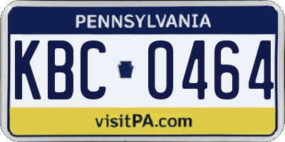 PA license plate KBC0464