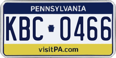 PA license plate KBC0466