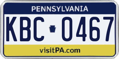 PA license plate KBC0467