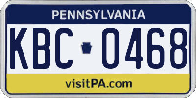 PA license plate KBC0468