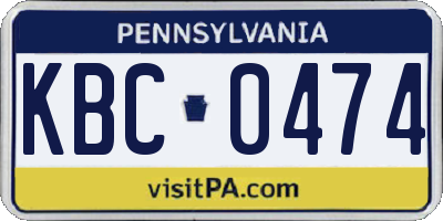 PA license plate KBC0474
