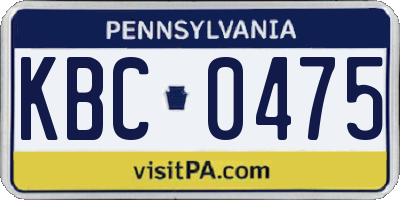 PA license plate KBC0475