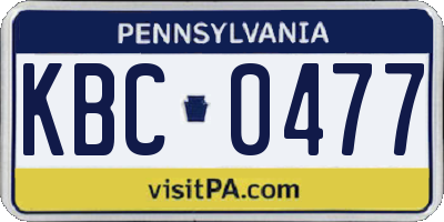 PA license plate KBC0477