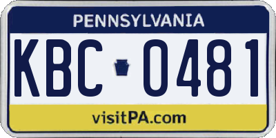 PA license plate KBC0481