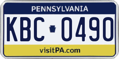 PA license plate KBC0490