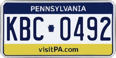PA license plate KBC0492