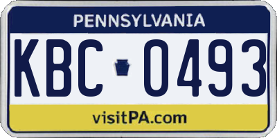 PA license plate KBC0493