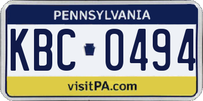 PA license plate KBC0494
