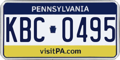 PA license plate KBC0495