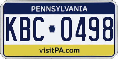 PA license plate KBC0498