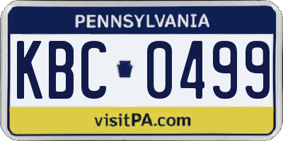 PA license plate KBC0499