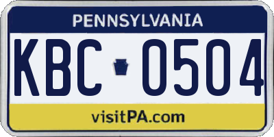 PA license plate KBC0504