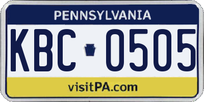 PA license plate KBC0505