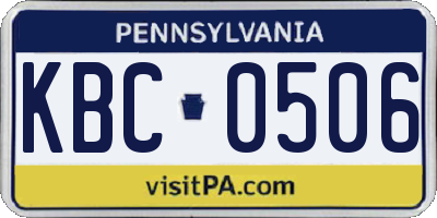 PA license plate KBC0506