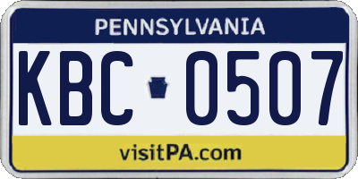 PA license plate KBC0507