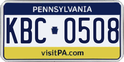 PA license plate KBC0508