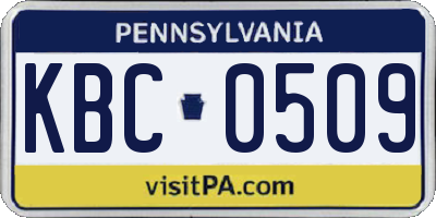 PA license plate KBC0509