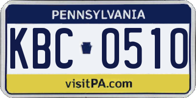 PA license plate KBC0510