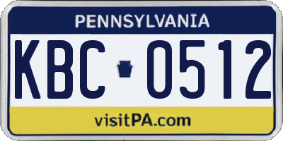 PA license plate KBC0512