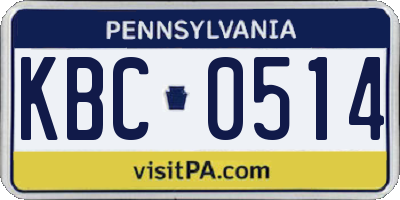 PA license plate KBC0514