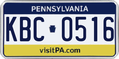PA license plate KBC0516