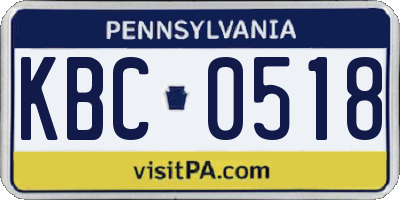 PA license plate KBC0518