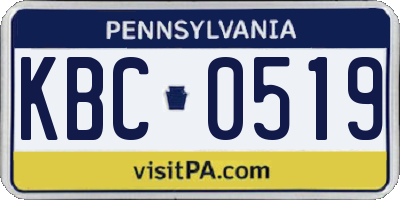 PA license plate KBC0519