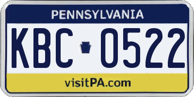 PA license plate KBC0522