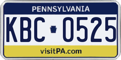 PA license plate KBC0525